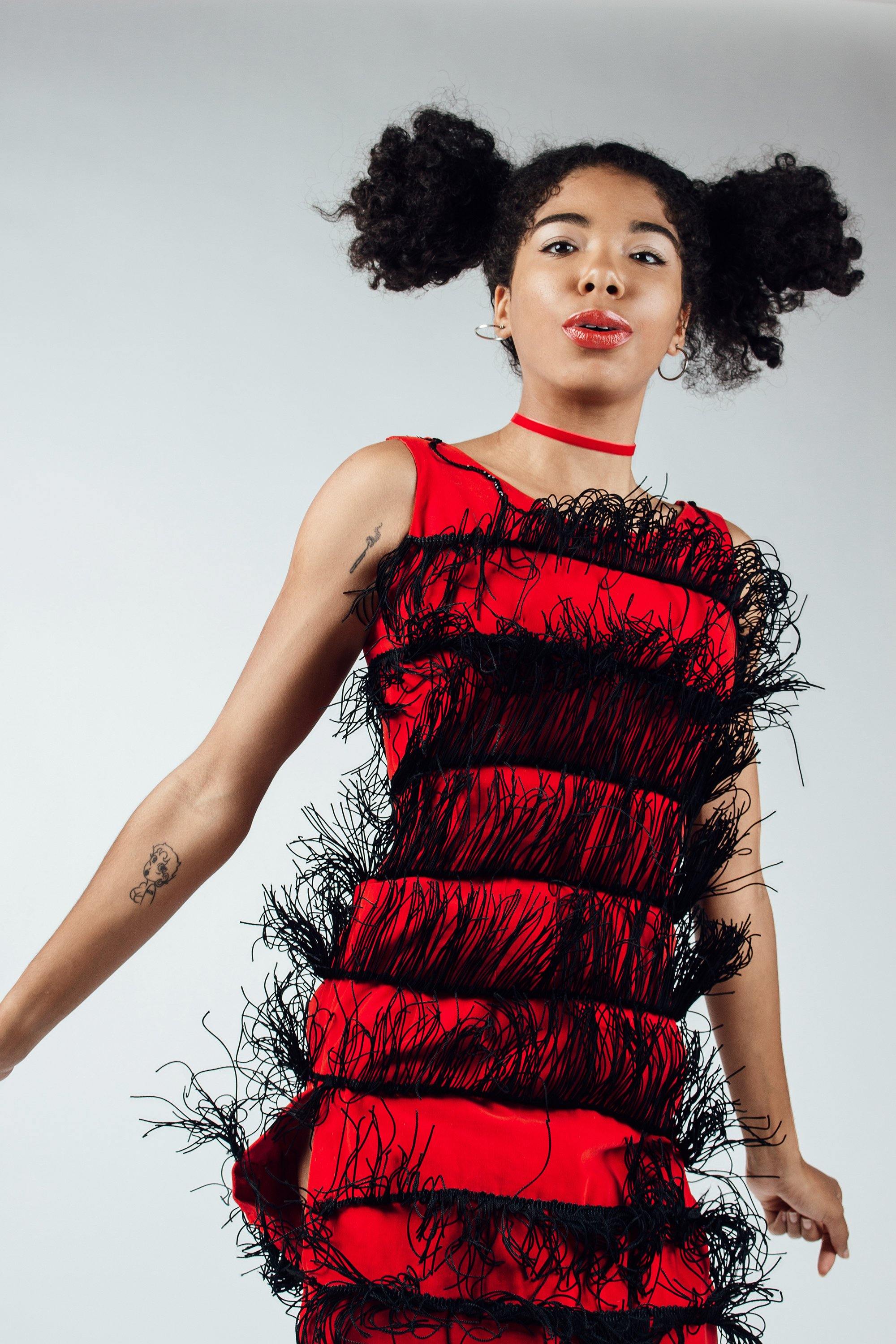 red fringe mini dress Vintage Red Fringe Mini Dress