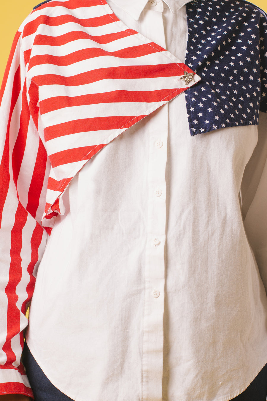 90's American Flag Button-Down Shirt | M