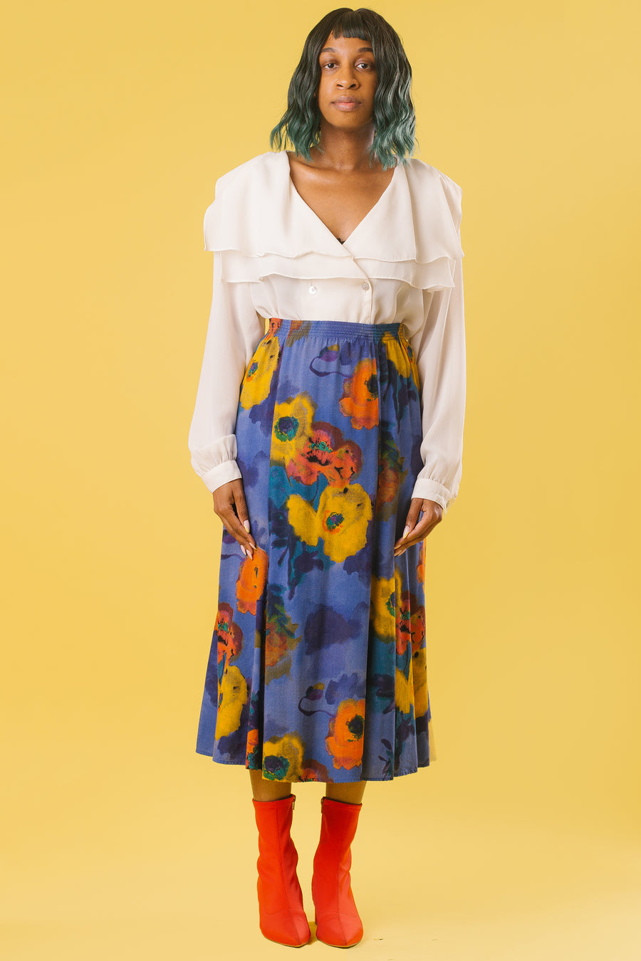 90's Floral Highwaist Skirt | 1X
