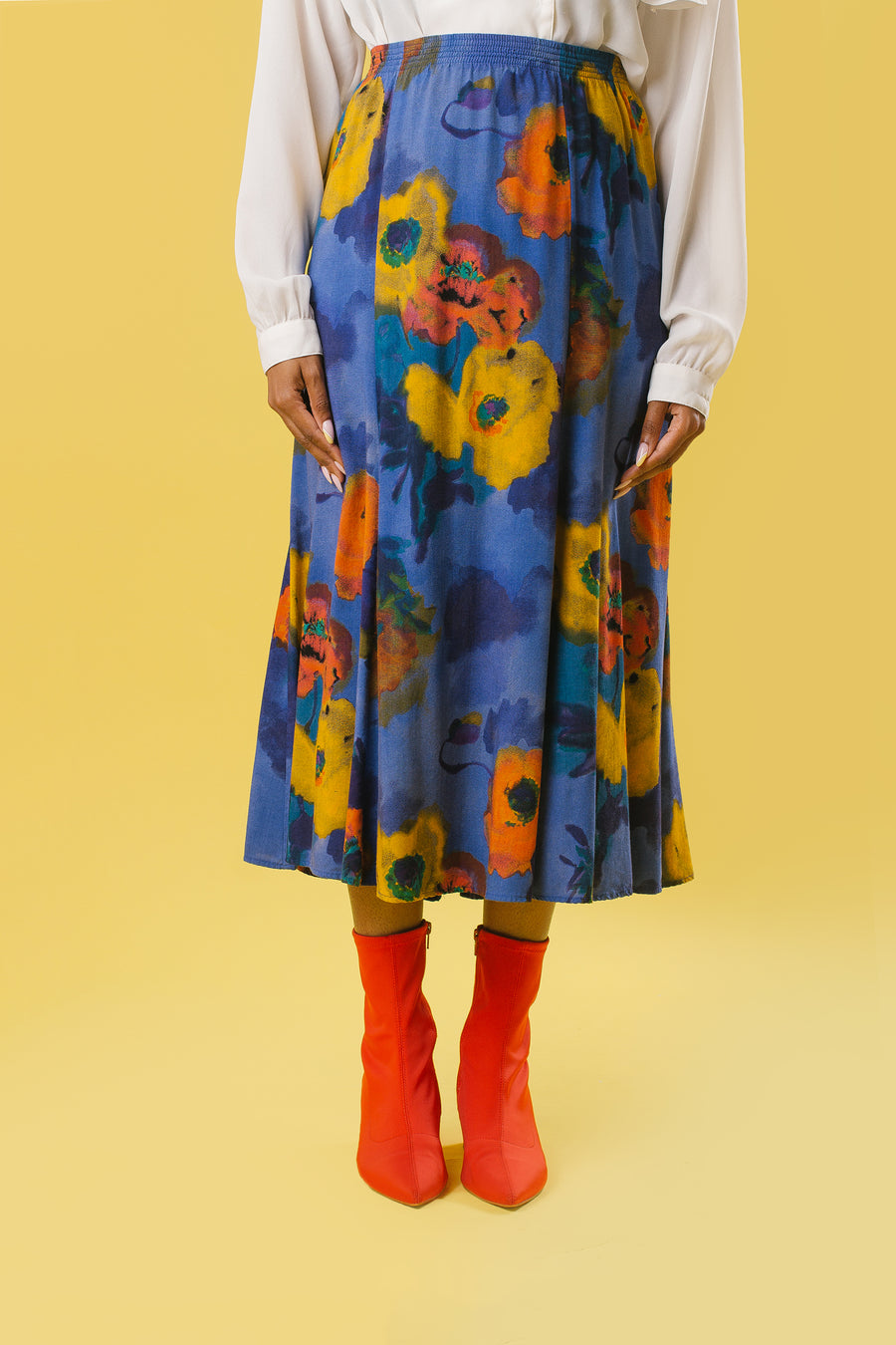 90's Floral Highwaist Skirt | 1X