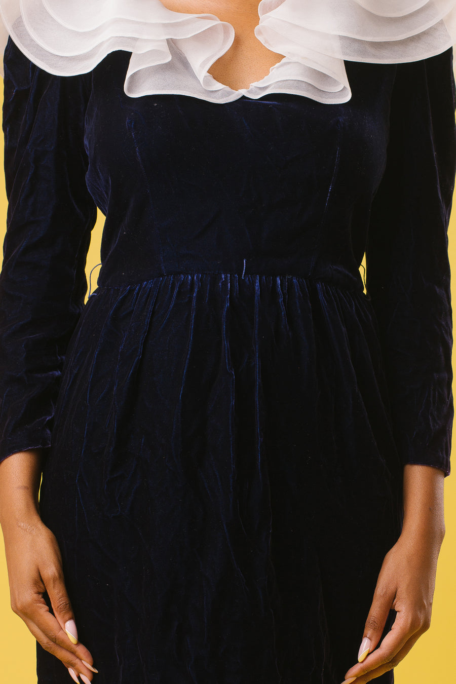 90's Blue Velvet Evening Dress | S