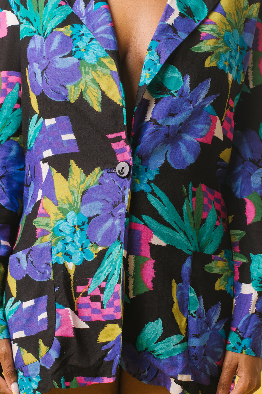 90's Abstract Tropical Floral Blazer | S