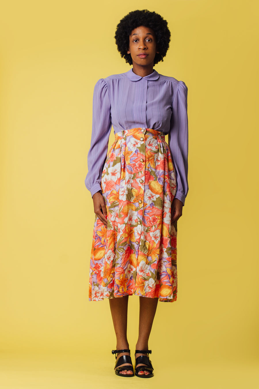 Vintage Floral Highwaist Skirt | S