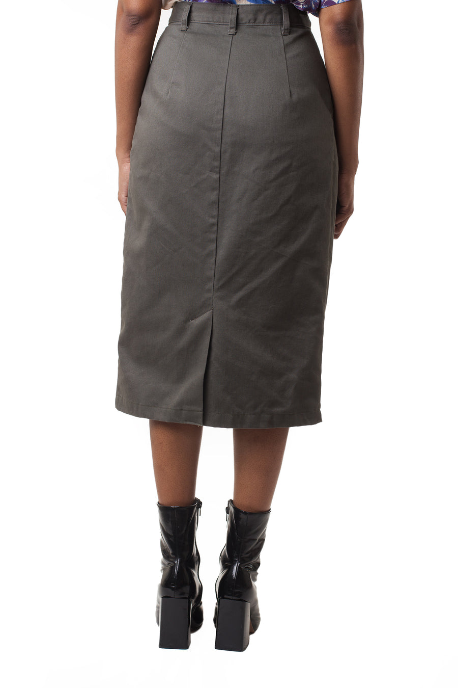 Vintage Olive Green Midi Skirt | S