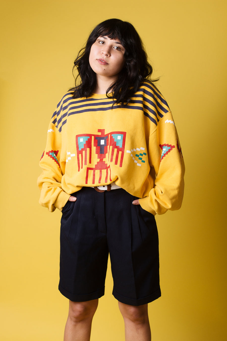 Vintage 90's Yellow Southwestern Pullover Sweater | M
