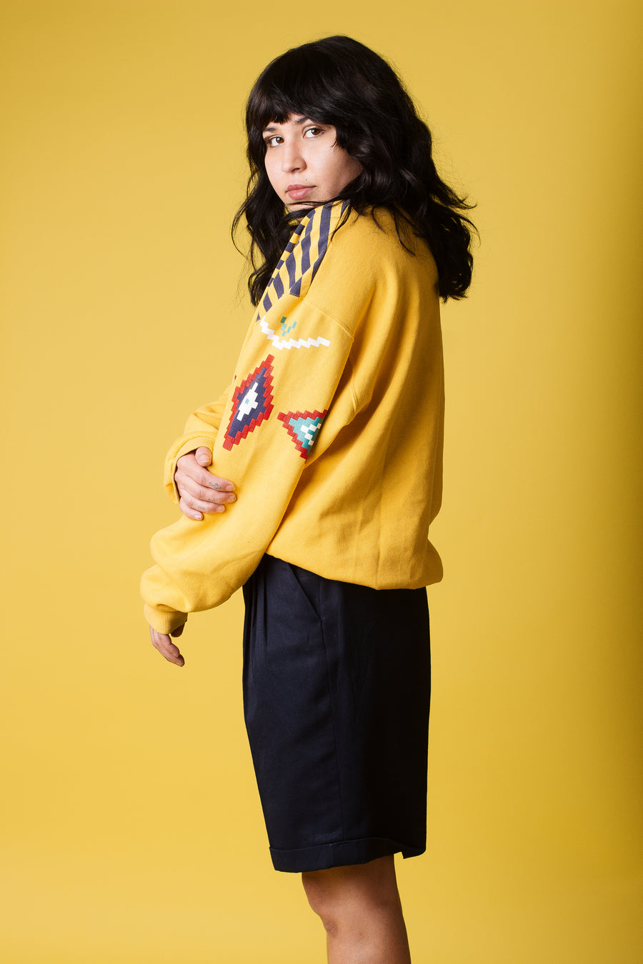 Vintage 90's Yellow Southwestern Pullover Sweater | M