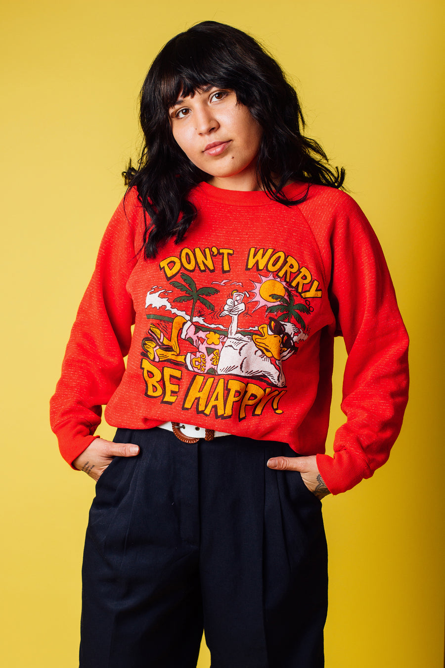 Vintage 90's Red Duck Graphic Pullover Sweatshirt | M