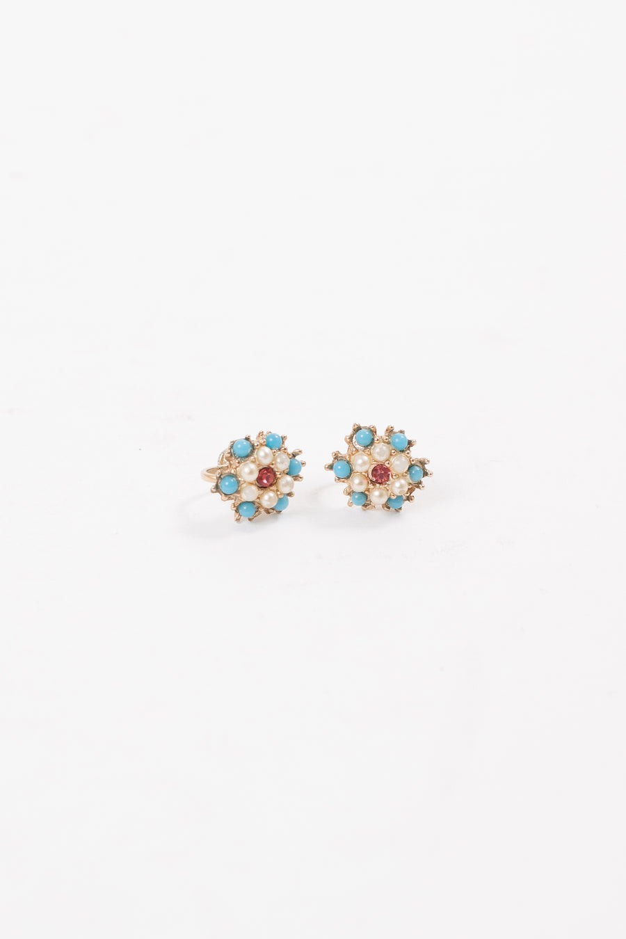 Vintage Floral Pearl Clip-On Earrings