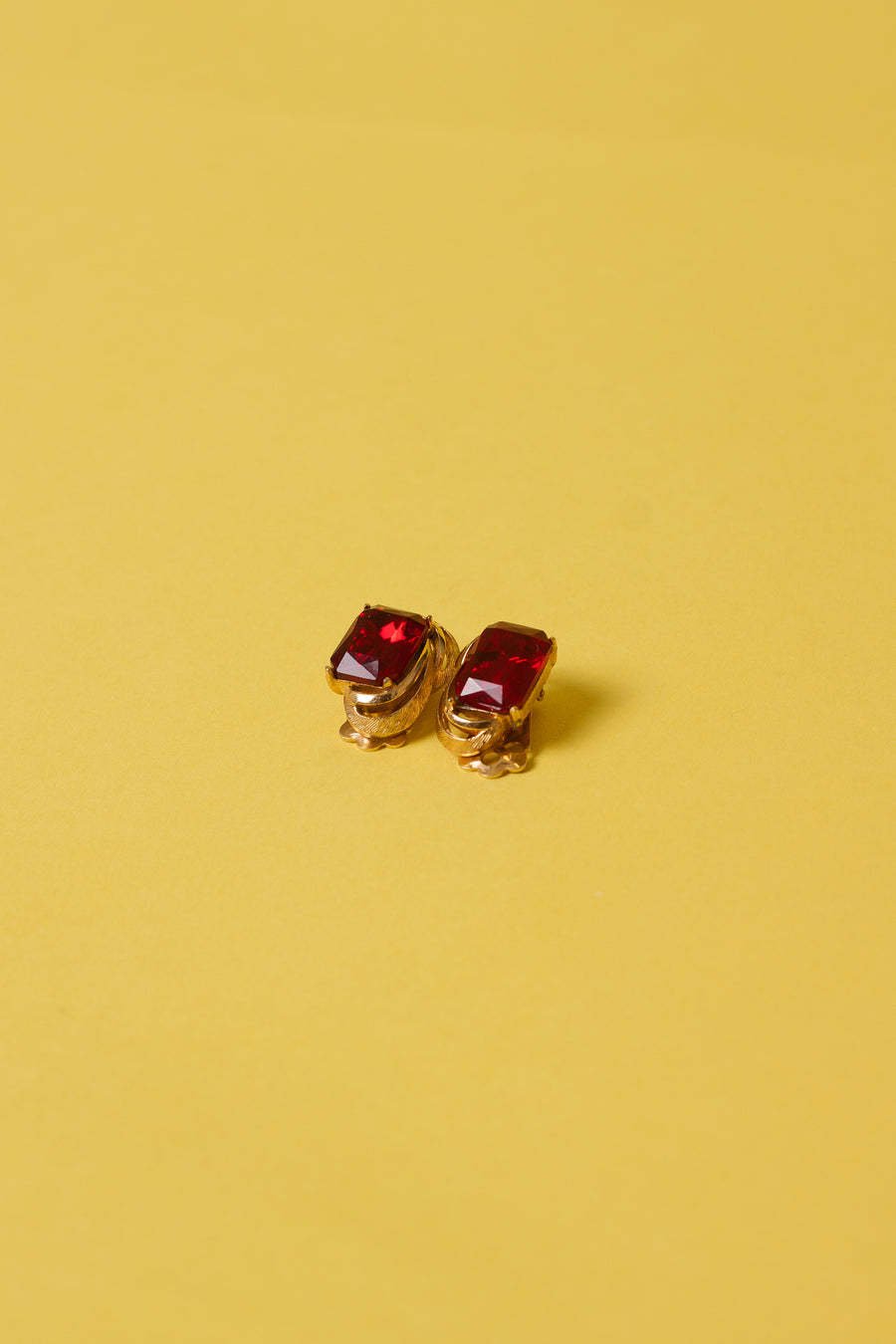 Vintage Ruby Clip-On Earrings