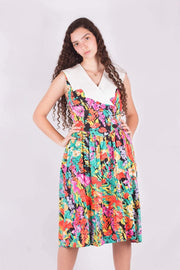 Vintage Tropical Floral Dress - Mawoolisa